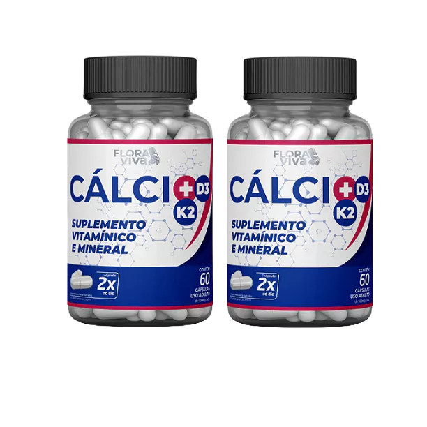 Kit 02 Cálcio, D3 e K2 Tripla Potência Óssea - Cálcio, D3 e K2 para Ossos Fortes e Saudáveis