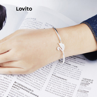 Lovito Pulseira de Padrão de Strass Simples para Mulheres LFA06111 (Dourado/Prateado)