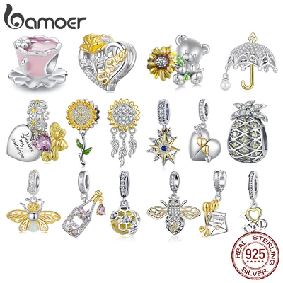 Bamoer Charme DIY Prata 925 Xícara Chá Flor para Pulseira​