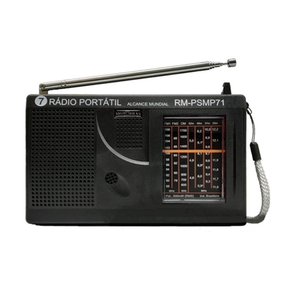RADIO MOTOBRAS RECEPTOR 7 FXS PSMP71 PILHA PRETO FM