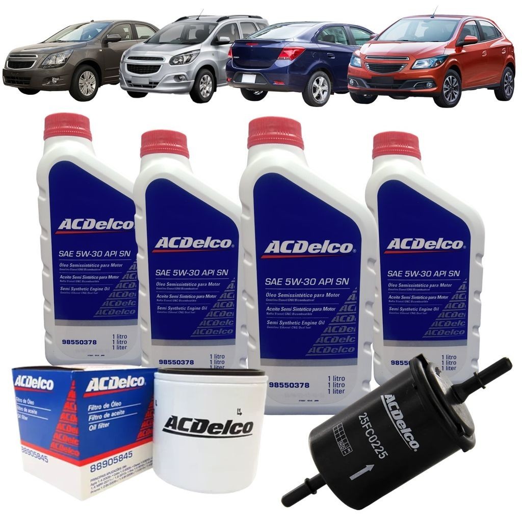 Kit Revisão 4 Litros de Óleo 5W30 Semissintético + 1 Filtro de Óleo + 1 Filtro de Combustível Spin Onix Todos 2012 até 2 em Oferta na Shopee