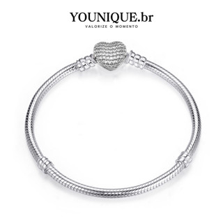 Pulseira com fecho de diamante em formato de coração Corrente básica de osso de cobra Pode ser combinada com pingentes em Oferta na Shopee