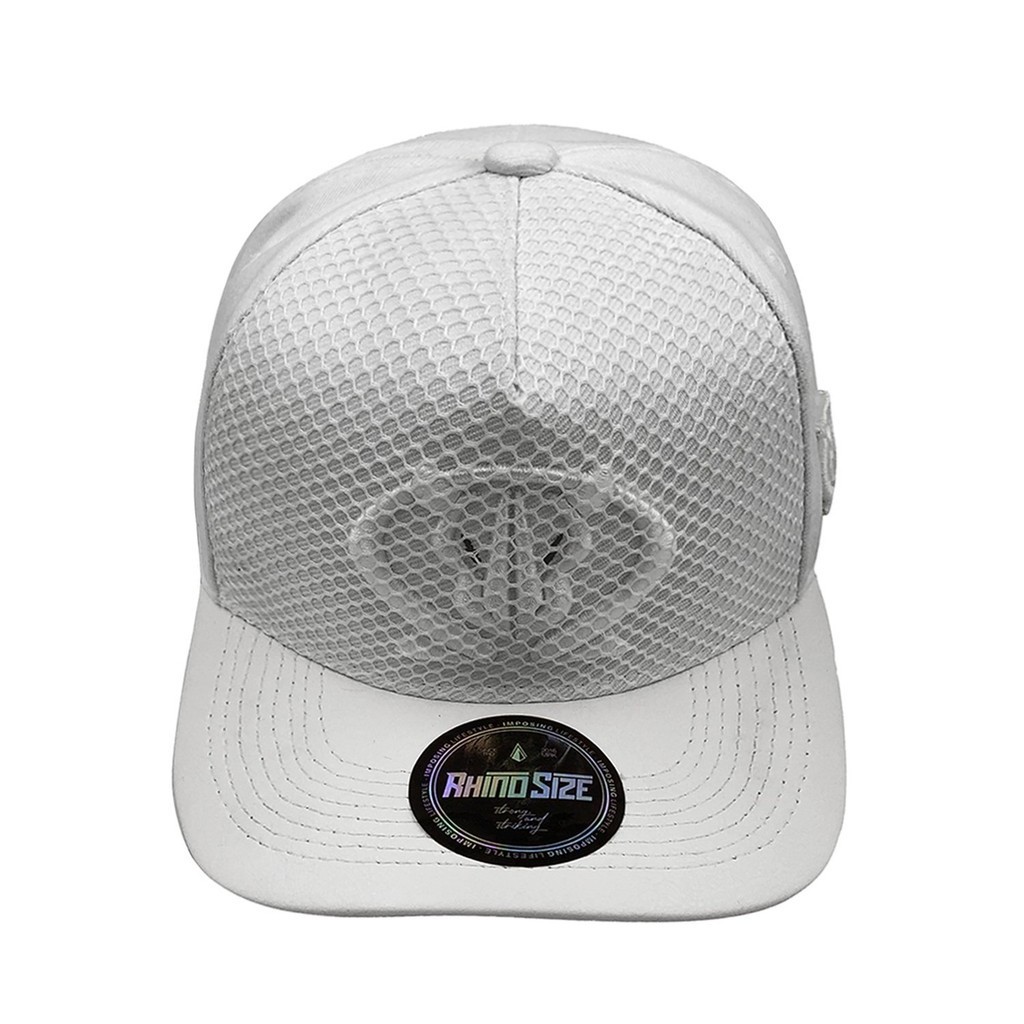 Boné Rhino Size Grid aba curva Branco