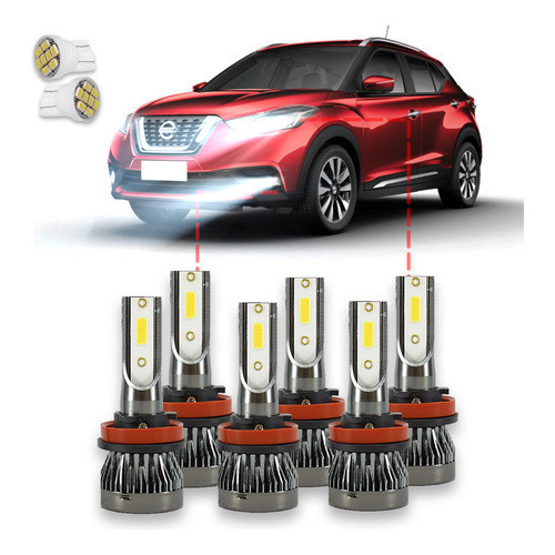 Kit Mini Led Nissan Kicks 2016/2020 22000 Lúmens 6500K (Alta Baixa Milha) em Oferta na Shopee