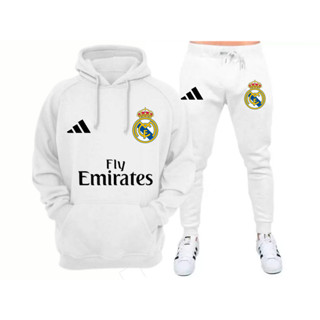Conjunto Moletom Real Madrid Blusa + Calça Abrigo Premium Inverno Lançamento 2024 Champions Time Europeu