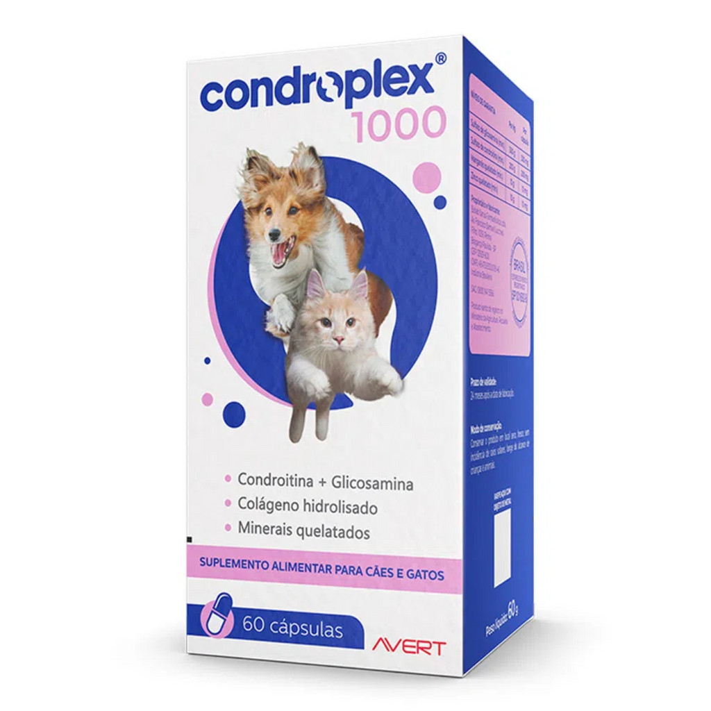 Condroplex 1000 Mg 60 Cápsula Cães Gato Avert Envio Emediato