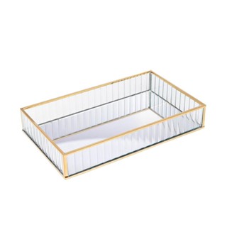 Bandeja de Metal com Espelho Dourada 15cm x 25cm x 4cm - Lyor em Oferta na Shopee