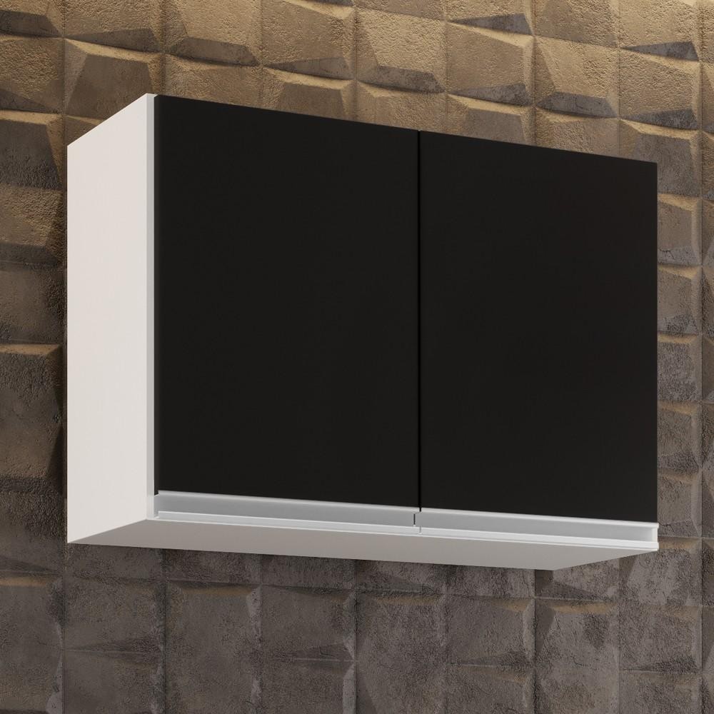Armário Aéreo 80cm 2 Portas Califórnia Branco/Preto - Lumil Móveis em Oferta na Shopee