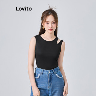 Lovito Casual Body Feminino Liso Assimétrico com Recorte L74ED361