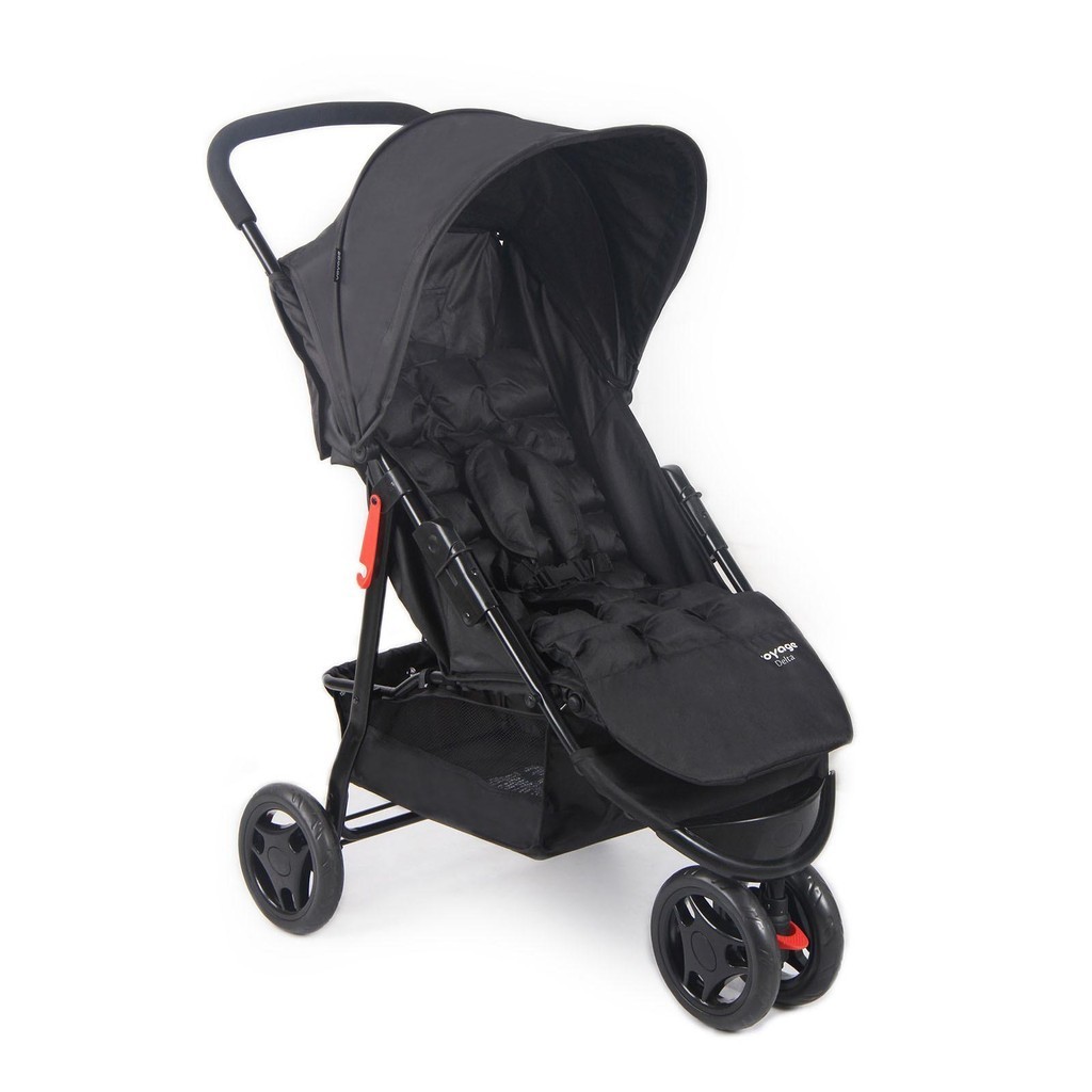 Carrinho de Bebê de Passeio Voyage Delta Reclinável Preto 0-15kg 3 Rodas