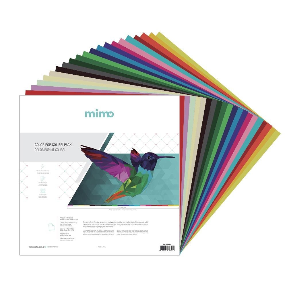 Papel Color Pop Kit Colibri Mimo - 30,5 x 30,5 cm - 180 gr - 100 unds em Oferta na Shopee