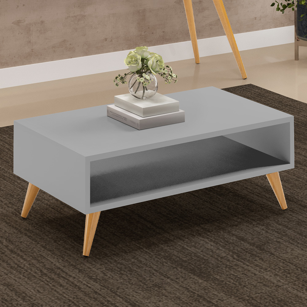Mesa de Centro Para Sala de Estar Pés Palito Cannes L03 Cinza - Lyam Decor em Oferta na Shopee