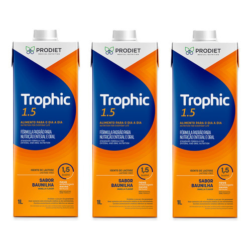 Kit 3 Un Trophic 1.5 1 Litro Dieta Enteral e Oral Prodiet