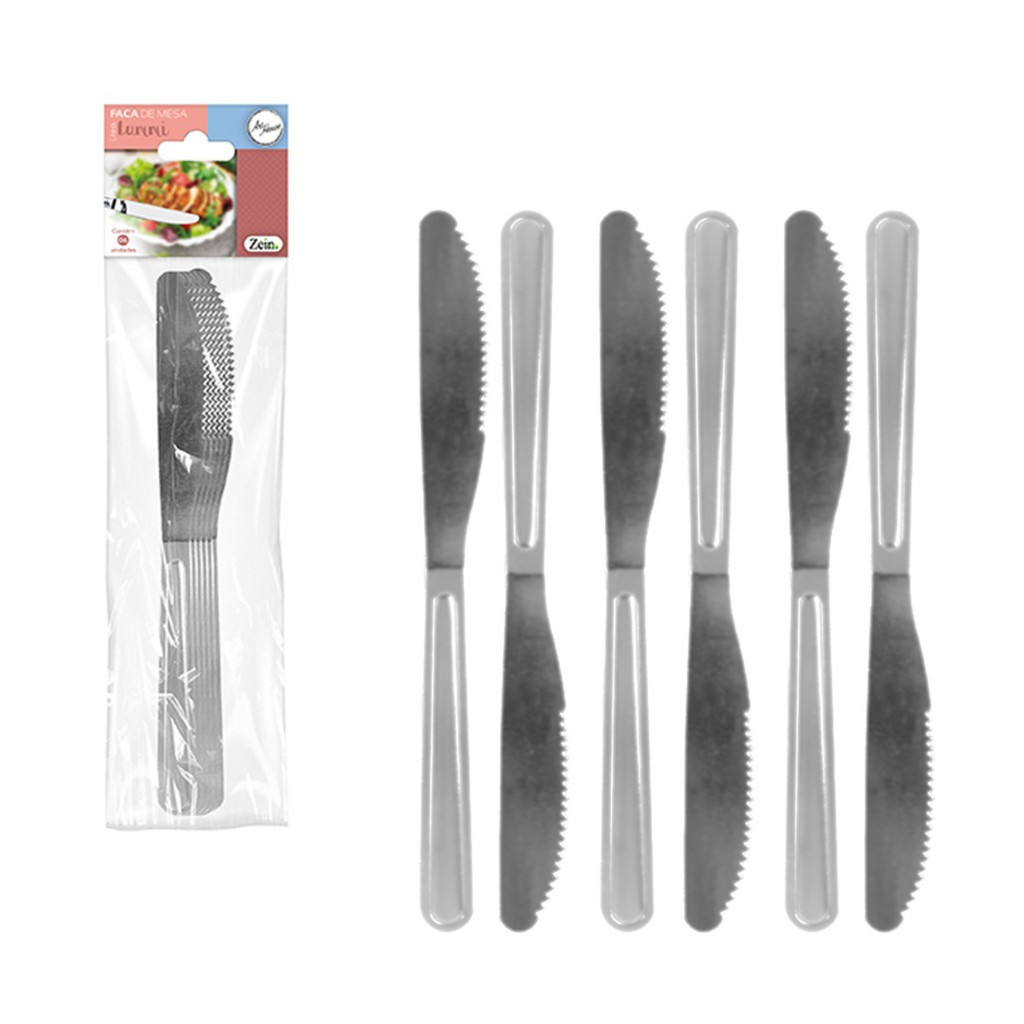 Jogo Kit 6 Facas Com Serra Mesa Aço Inox Utensílio Cozinha em Oferta na Shopee