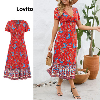 Lovito Vestido Boho Tribal Estampado Para Mulheres LNL48216