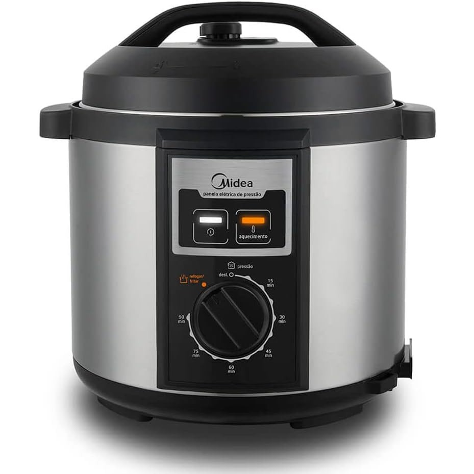 Panela de Pressão Mecanica 6l InoX Preto/Prata Midea