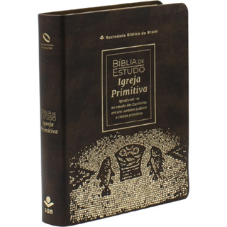 Bíblia de Estudo Igreja Primitiva | NAA | Capa Luxo Marrom em Oferta na Shopee