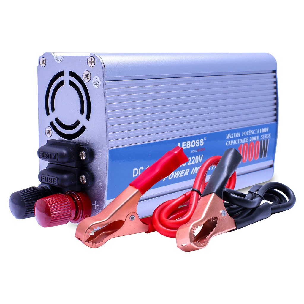 Inversor de Tensão Veícular Multiuso DC10-14.8V Saída AC 220V 60Hz 1000w Onda Senoidal Modificada Com Jacaré Cobreado