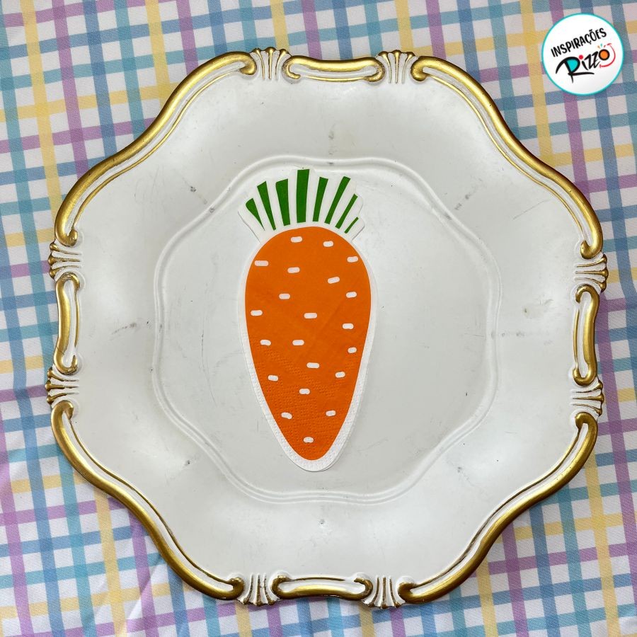 Guardanapo de Páscoa - Cenoura - 27x32cm - 10 unidades - Rizzo em Oferta na Shopee