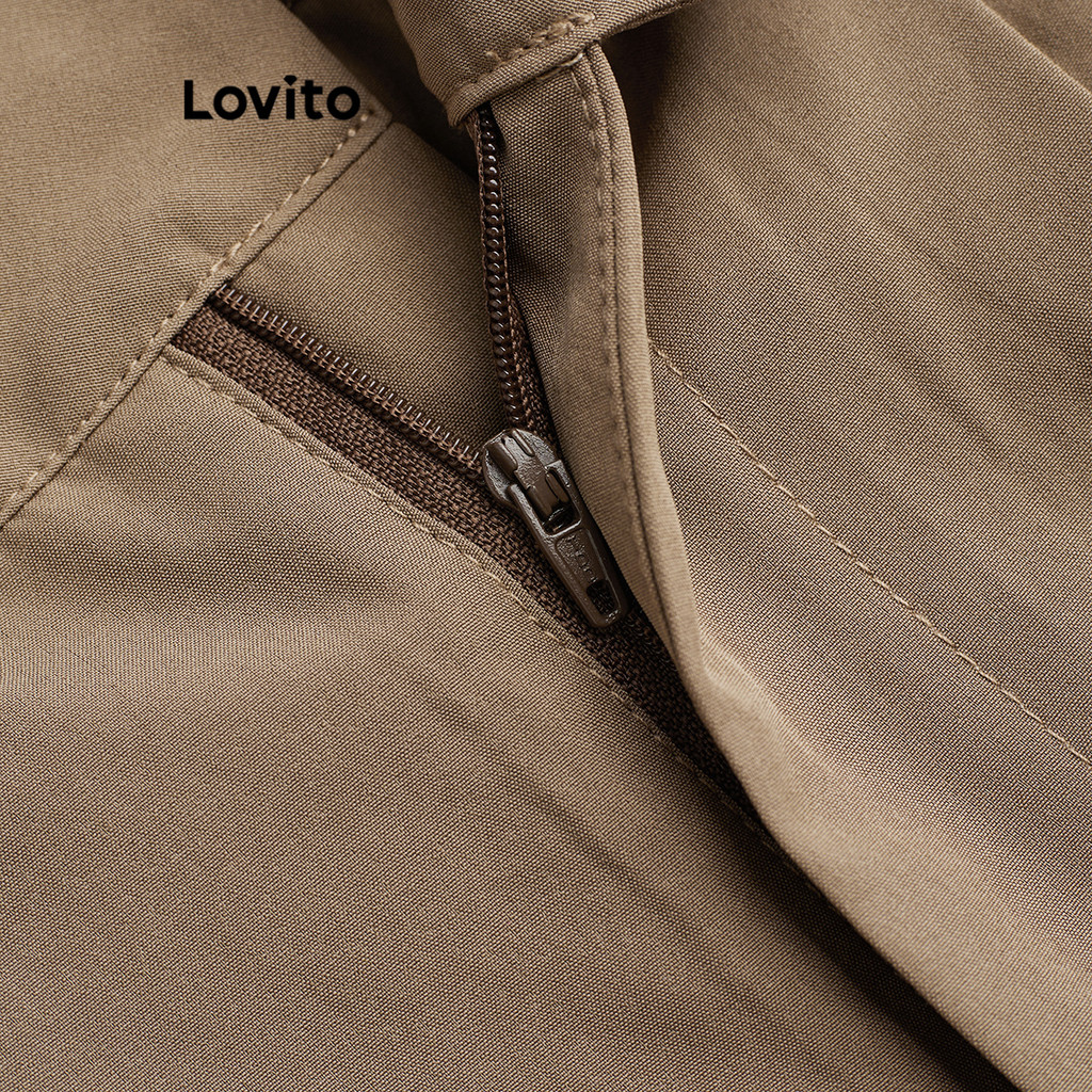 Detalhes do Lovito Calça Casual Assimétrica Com Cadarço Verão/Primavera Para Mulheres L113MD627