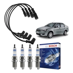 Kit Cabo E Vela de Ignição Original Bosch Fiat Siena 1.4 8V Flex 2012 A 2015
