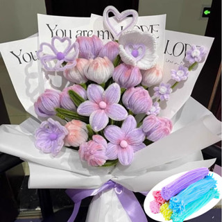 100 Pçs Multicolorido Fio Fuzzy Flor Chenille Hastes Limpador De Tubulação , Vara Torcida Densa Raiz De Cabelo Artesanal em Oferta na Shopee