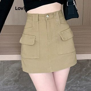 Lovito Saias Casuais Com Bolso Liso Para Mulheres LNE41168