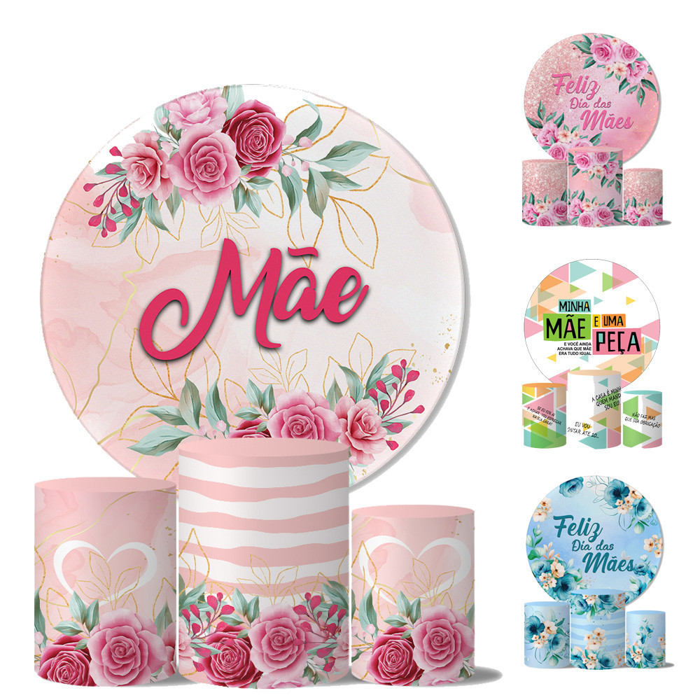 Trio Capas Cilindros + Painel Temas Feliz Dia Das Mães Veste Fácil