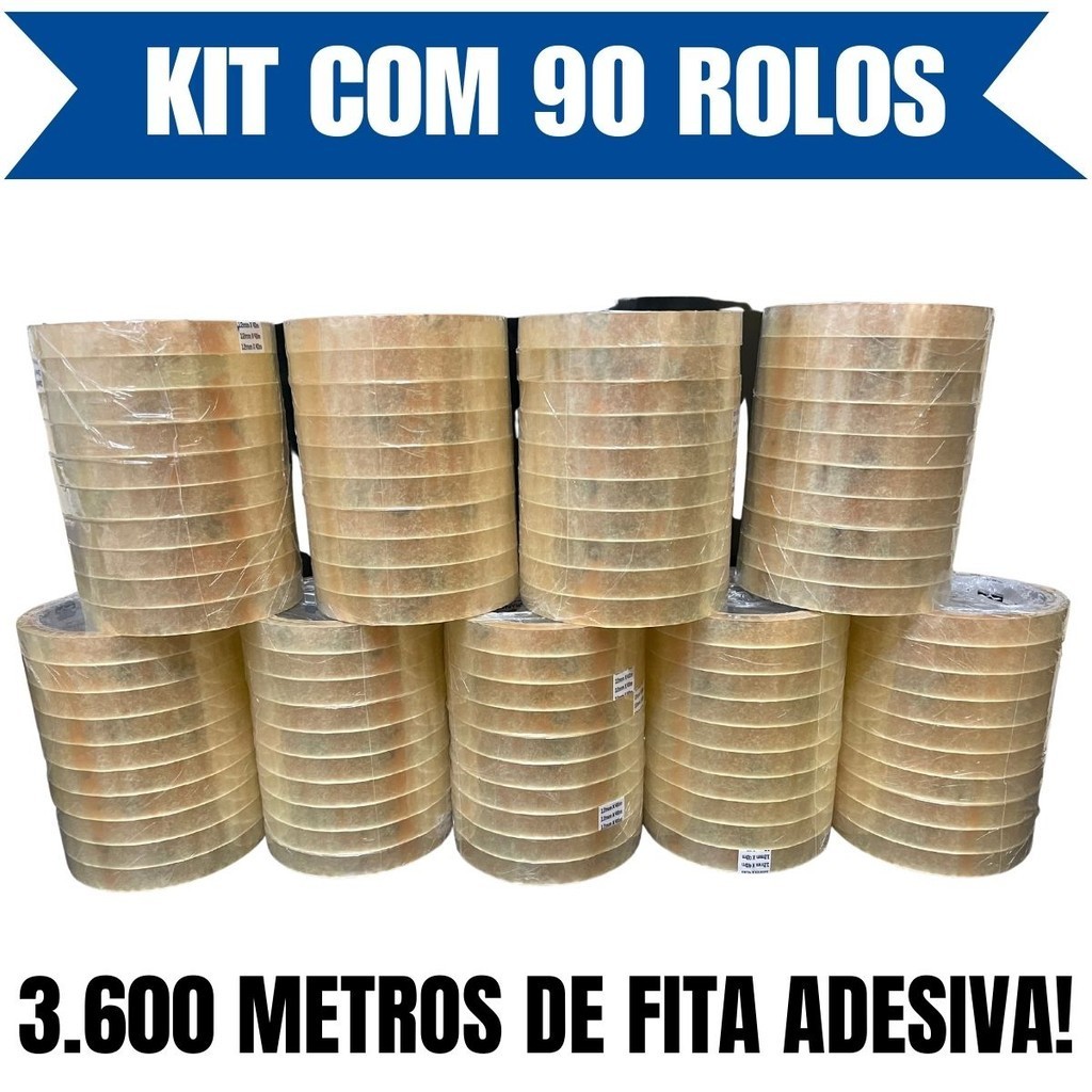 Kit com 90 Rolos Fita Adesiva Durex fino Transparente 12mm X 40m em Oferta na Shopee
