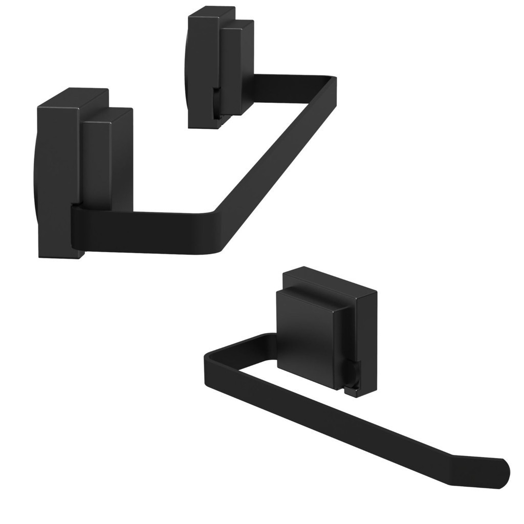 Kit de Acessórios Para Banheiro Ventosa Preto 2 Peças F.Max em Oferta na Shopee