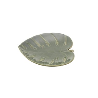 Folha Lyor Costela de Adão Leaf de Ceramica Verde 22cm