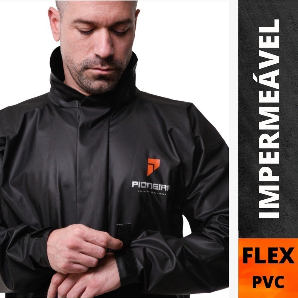 Capa de Chuva Conjunto Completo Pvc Motoqueiro Ciclista Gola