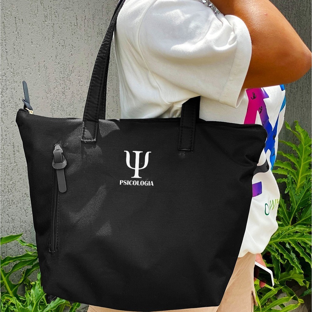 Bolsa Shopper Nylon PSICOLOGIA  de Ombro Clean Esportiva Academia Bags Gym Feminino Ziper Resistente Treino Unisex em Oferta na Shopee