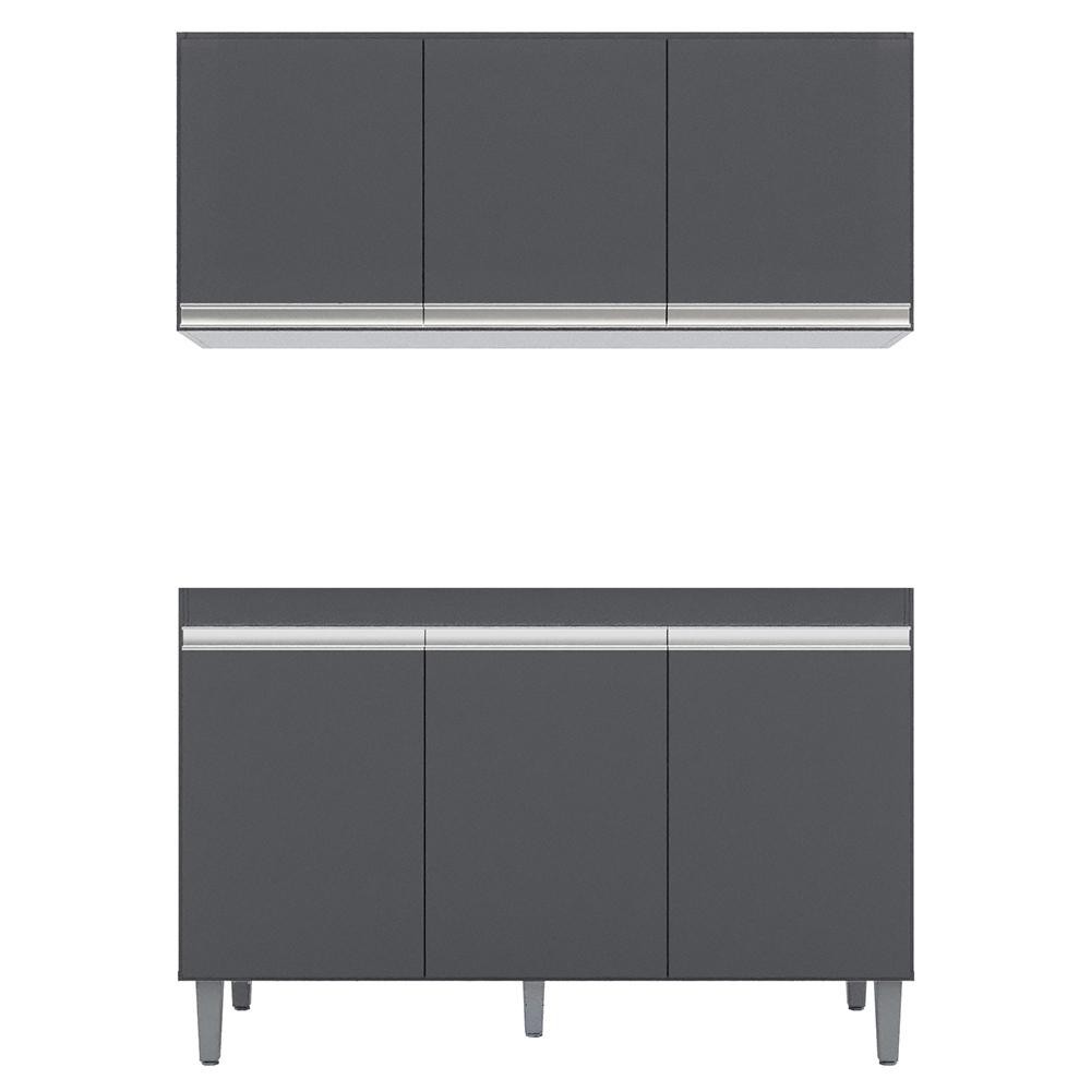 Armário Aéreo Andréia e Balcão Gabinete sem Tampo Manu 120cm Cinza - AJL Móveis em Oferta na Shopee