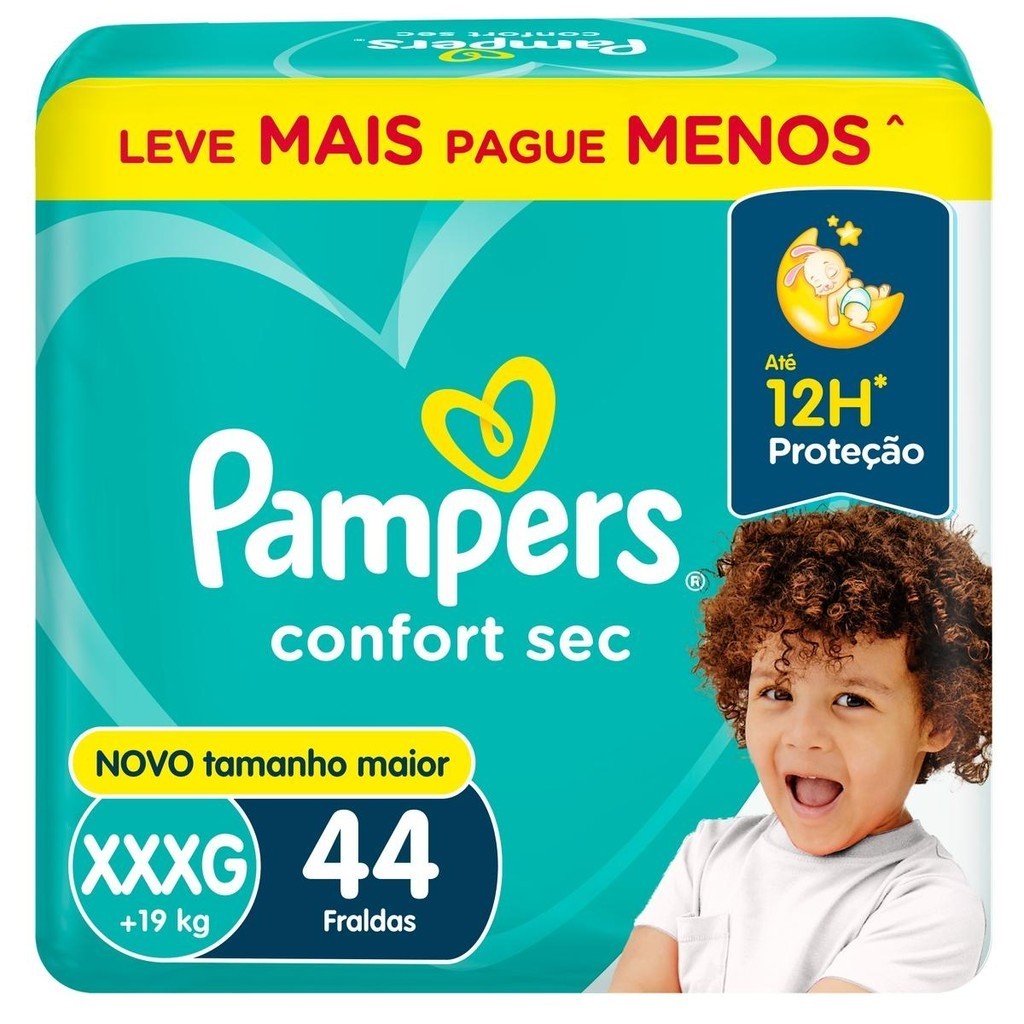 Fralda Pampers Confort Sec XXXG com 44un em Oferta na Shopee