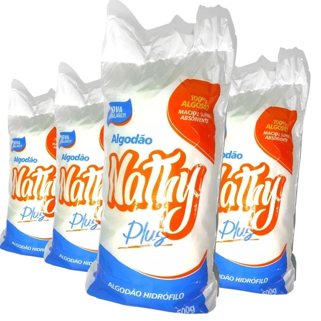 Kit 4x Algodao Hidrofilo em rolo 500g 100% Algodão Nathy