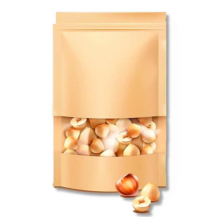 Saco de Papel Kraft com Visor Stand Up Pouch Zip 12x20cm - Hermético Fosco p Fora Impermeável p dentro - 10 un - Rizzo