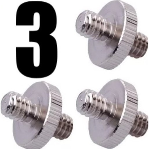 Combo 3 Parafusos Adaptador 1/4 1/4 Macho Suporte Celular no Ring Light Flash Universal Selfie Pedestal Tripé Estúdio