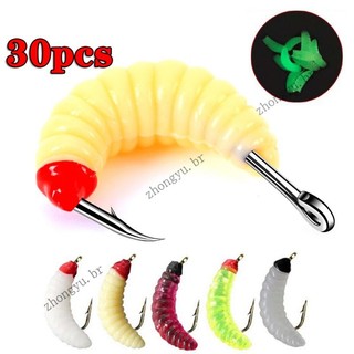 KIT 30 ISCAS  ARTIFICIALS DE BICHO DA LARANJA COM ANZOL ISCA 10 UNIDADES PONTA VERMELHA 2cm Isca luminosa para