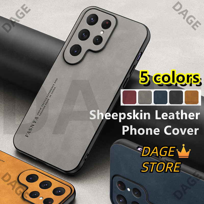 Capa De Couro De Ovelha Para Samsung A03 A12 A13 A23 A32 A50 A51 A52 A53 A70 A71 A72 A73 S22 Ultra S21 S20 FE S10 Plus Pele De Cordeiro Fosca À Prova De Choque Macia
