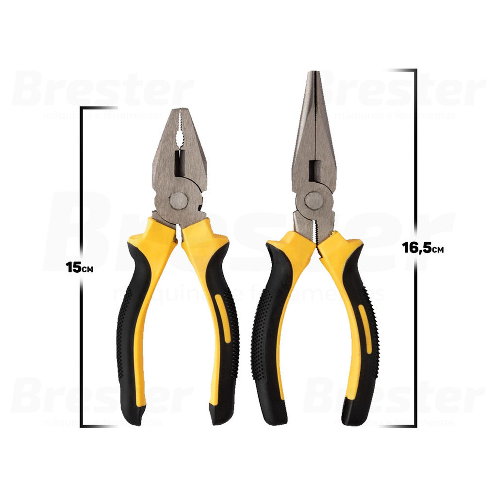 Detalhes do Kit 2 Alicates Universal E Bico Fino Para Mecânico Eletricista Reparos Manutenção Profissional Hutz