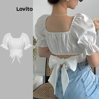 Lovito Blusa Fofa com Laço nas Costas para Mulheres L73AD005