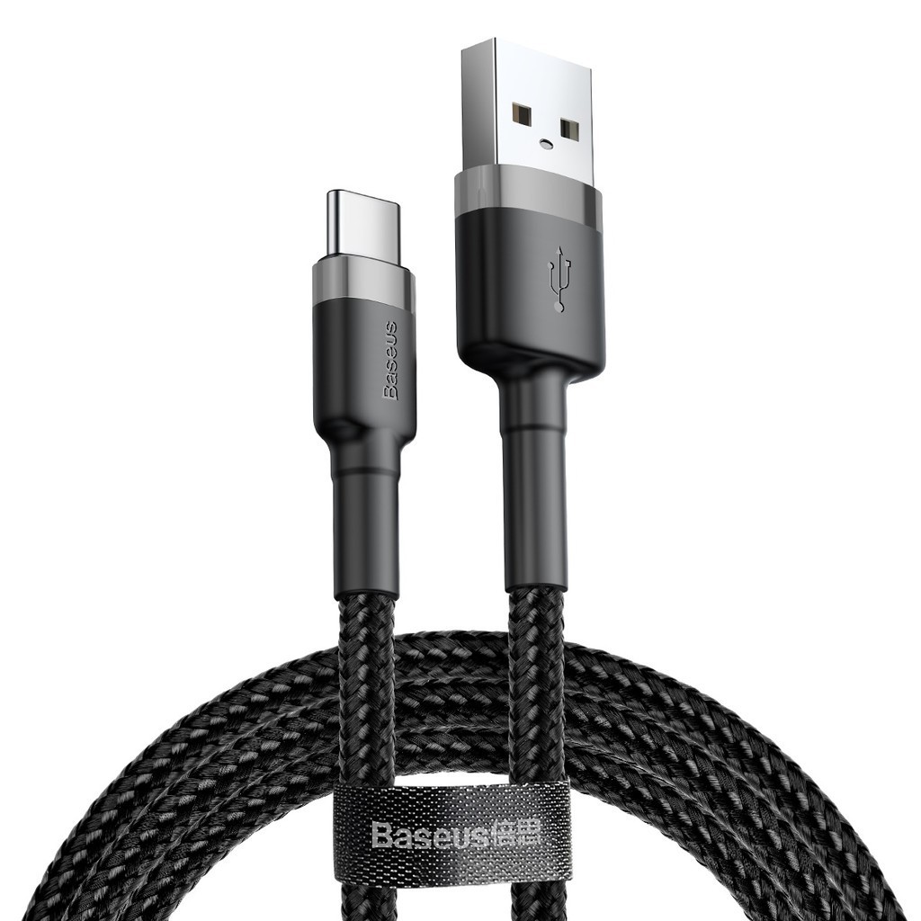 Baseus Cabo USB para Tipo-C Nylon 3A 1 Metro Cafule Carregamento Rápido iPhone 15 16 Android - Mobile & Gadgets