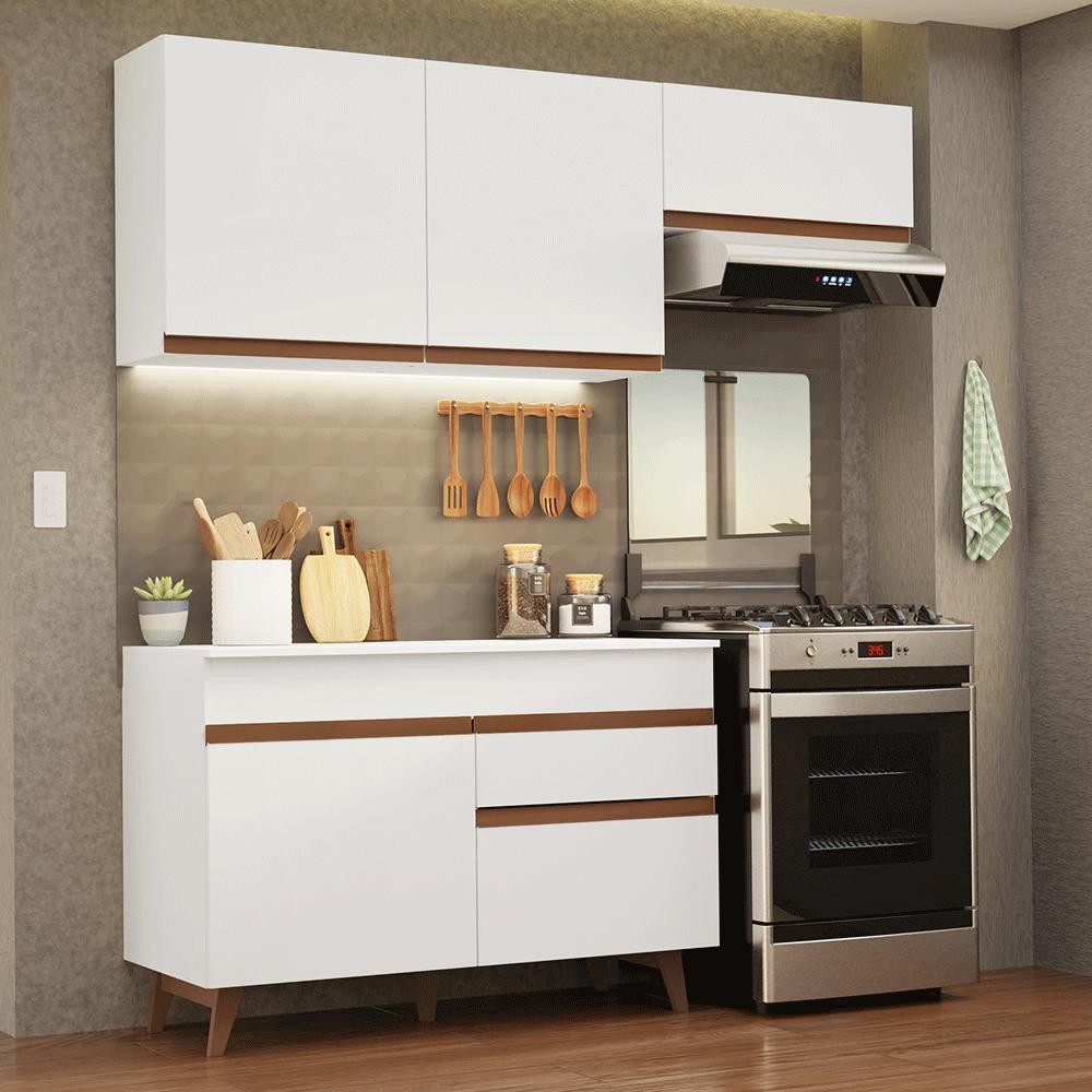 Armário de Cozinha Compacta 190cm Branco Reims Madesa 04 em Oferta na Shopee