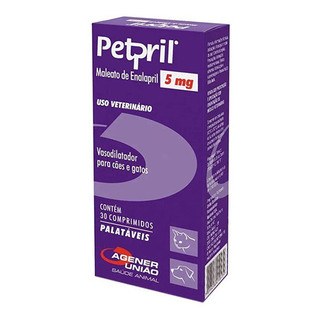 Petpril 5mg Enalapril Cães e Gatos 30 Comprimidos