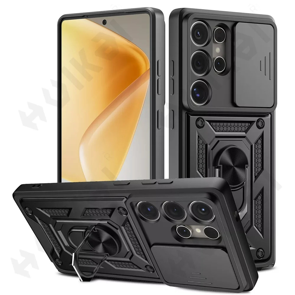 Para Samsung Galaxy S25 Ultra S24 S23 S22 S21 S20 Plus S21 FE Capa Com Suporte De Anel Magnético Armadura De Telefone Câ
