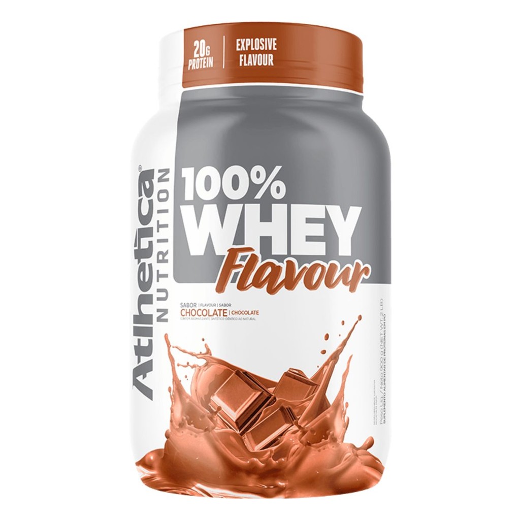 100% Whey Flavour Pote 900g Sabor Chocolate Atlhetica Nutrition em Oferta na Shopee