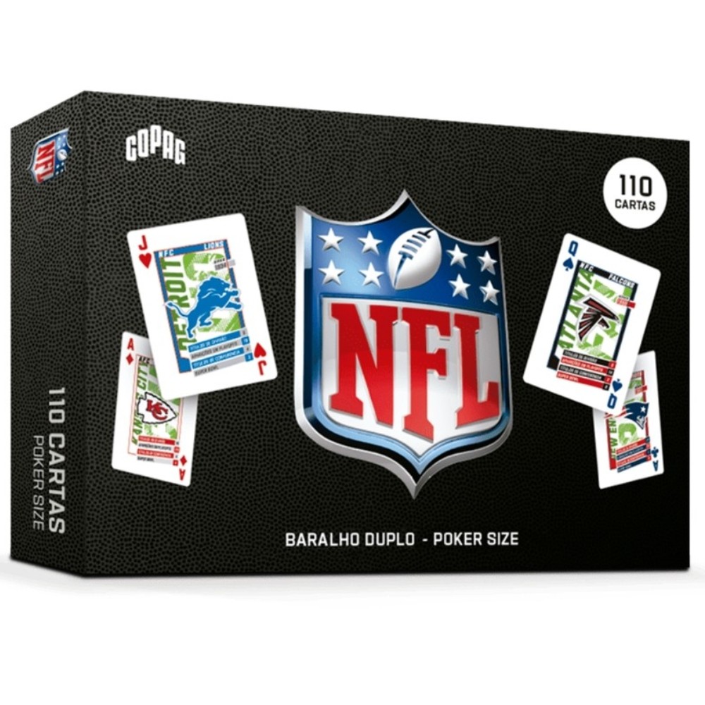 BARALHO DUPLO NFL POKER SIZE 110 CARTAS COPAG DECK FUTEBOL AMERICANO FOOTBALL TEMÁTICO EQUIPE CARDS em Oferta na Shopee