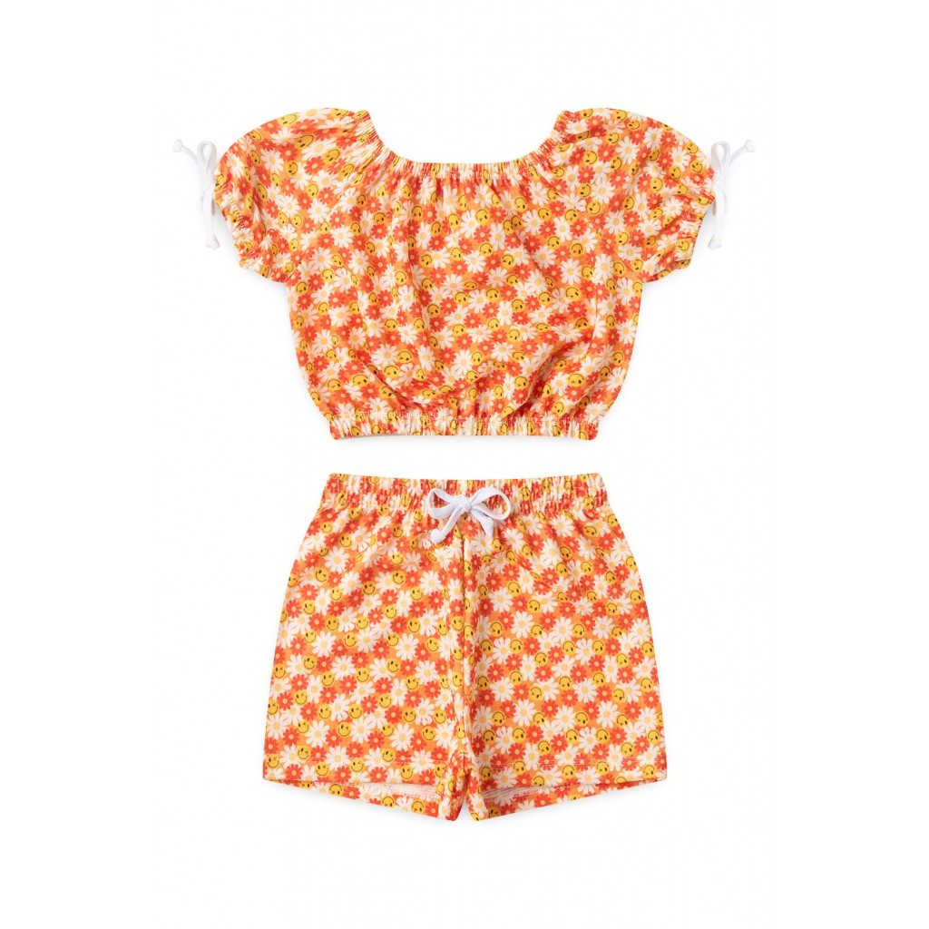 Conjunto Infantil Feminino Flores E Sorrisos - Baby & Kids Fashion
