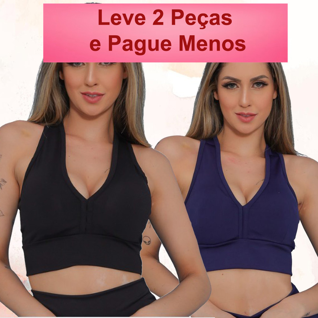 Kit 2 TOP Academia Nadador Feminino Academia Fitness com Bojo Removível